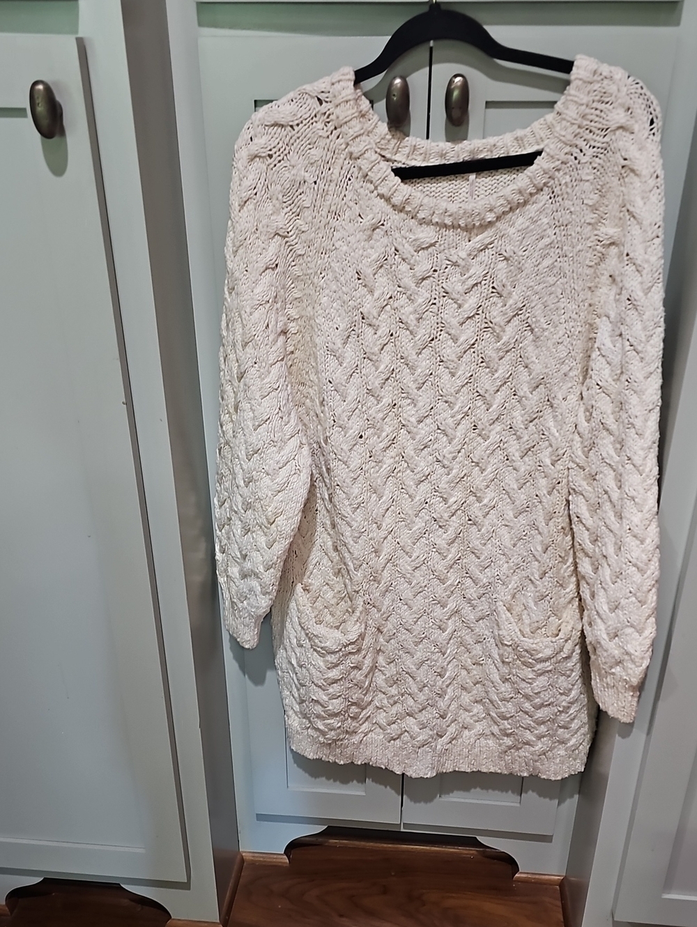 Free People Cream Cable-Knit  Sweater Dress/Tunic